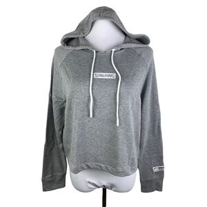 Spalding‎ Heather Gray Heritage Cropped Soft Hooded Sweatshirt Women's Large NEW